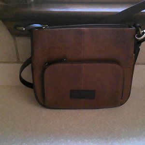 TIGNANELLO BROWN TRIMMED WITH DARK BROWN SHOULDER BAG -NWT